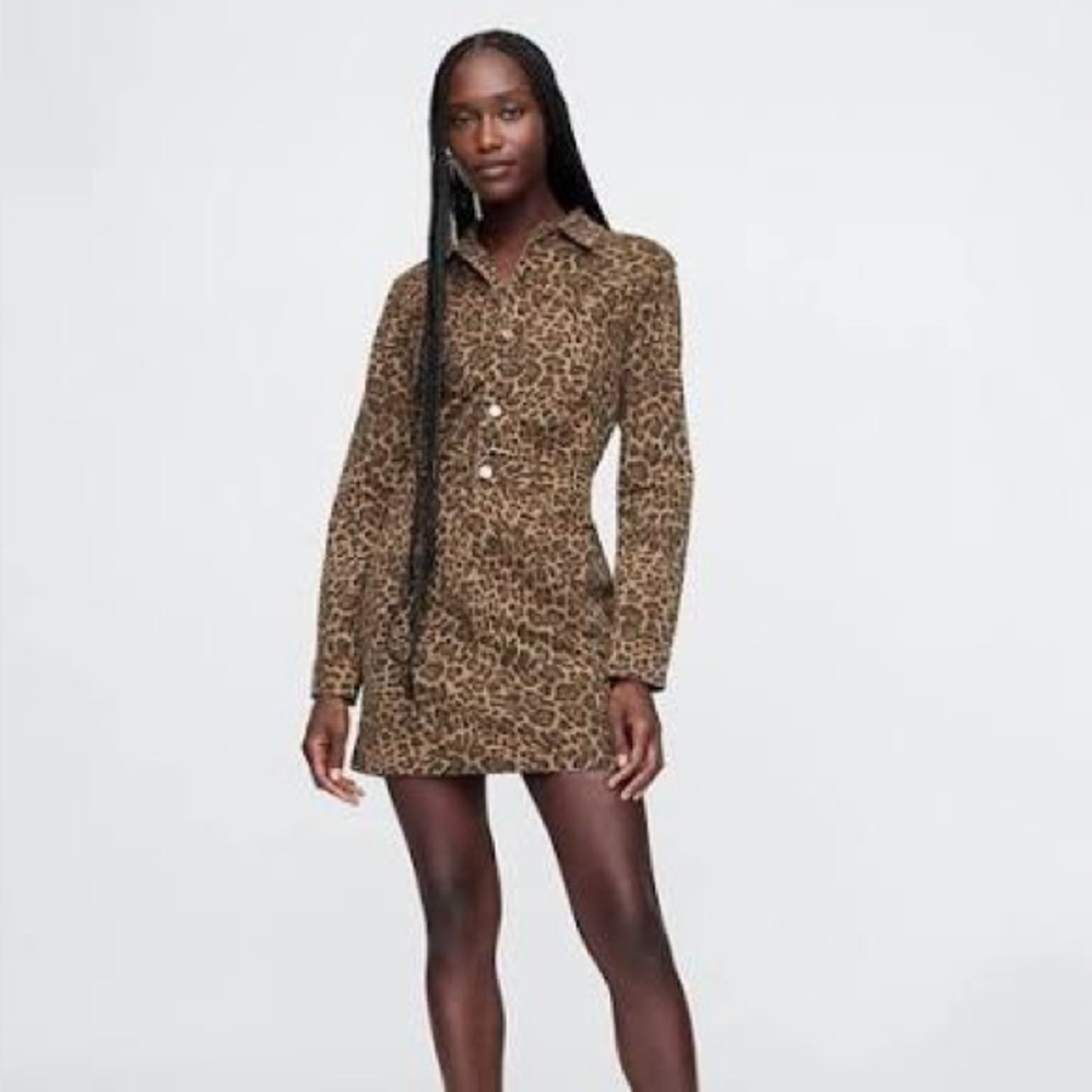 GAP Leopard Print Button-Up Dress
